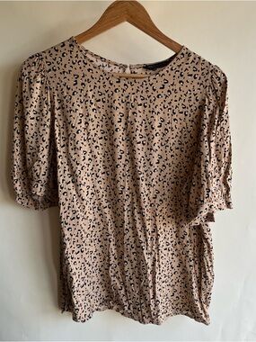 M&S Collection Animal Print Blouse Sz 10 US Shirt Top